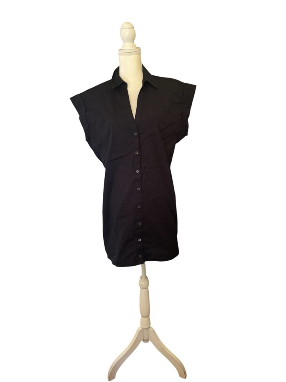 Veronica Beard Black Button-Front Mini Dress